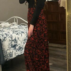 Floral Red and Black Women's Skirt